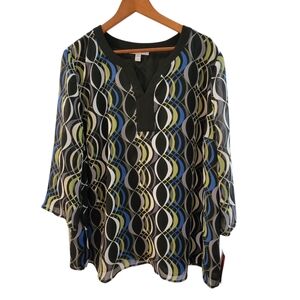 JM Collection Women's Printed Blouse‎ Top 18W